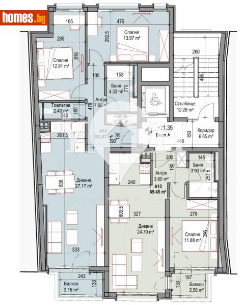 Тристаен, 106m² - Жк. Сухата Река, София - Апартамент за продажба - YOHOME - 112483597