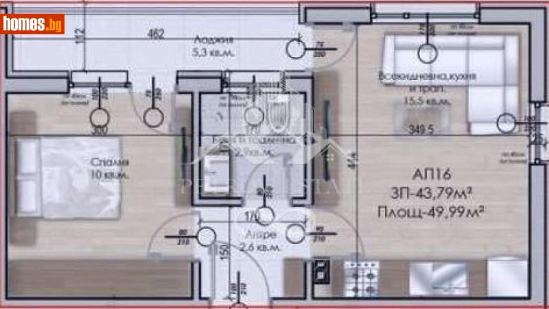 Двустаен, 50m² - Гр.Велинград, Пазарджик - Апартамент за продажба - Petrov Estate - 112489726