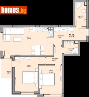 Тристаен, 103m² - Апартамент за продажба - 112491829