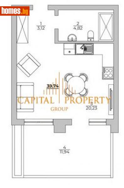 Едностаен, 39m² - М-т Кабакум, Варна - Апартамент за продажба - Капитал Пропърти Груп - 112507860