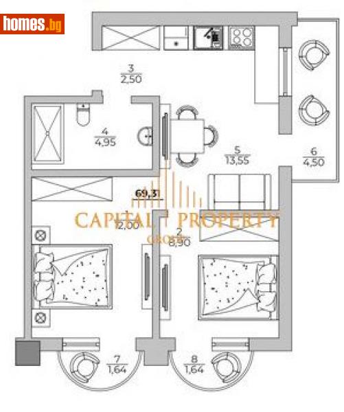 Тристаен, 69m² - М-т Кабакум, Варна - Апартамент за продажба - Капитал Пропърти Груп - 112507873