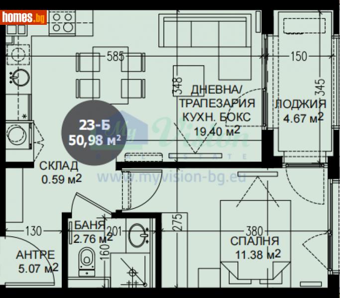 Едностаен, 60m² - Жк. Дружба 2, София - Апартамент за продажба - Myvision Real Estate - 112653832