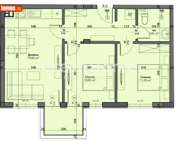 Тристаен, 68m² - Кв. Виница, Варна - Апартамент за продажба - Green Home - 112801882