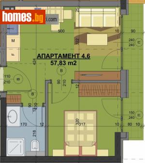 Двустаен, 58m² - Апартамент за продажба - 112805525