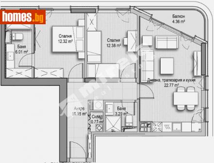 Тристаен, 108m² - Апартамент за продажба - 112817016