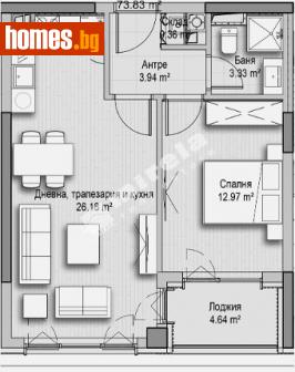 Двустаен, 74m² - Апартамент за продажба - 112817080