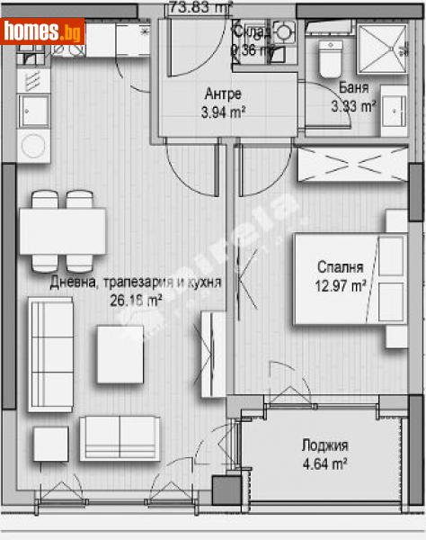Двустаен, 74m² - Кв. Витоша, София - Апартамент за продажба - МИРЕЛА - 112817080
