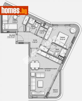 Тристаен, 116m² - Апартамент за продажба - 112817117