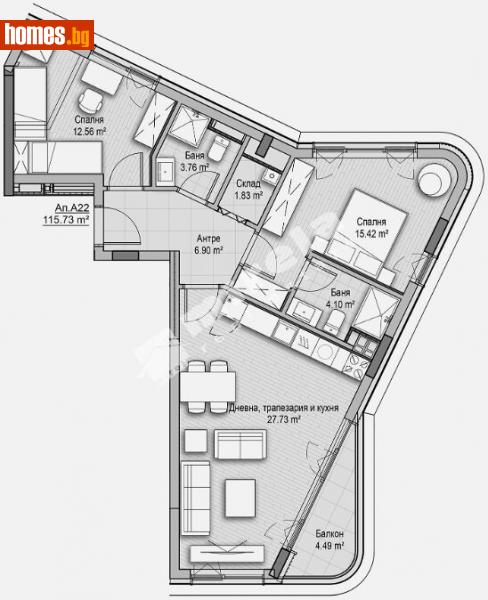 Тристаен, 116m² - Кв. Витоша, София - Апартамент за продажба - МИРЕЛА - 112817117