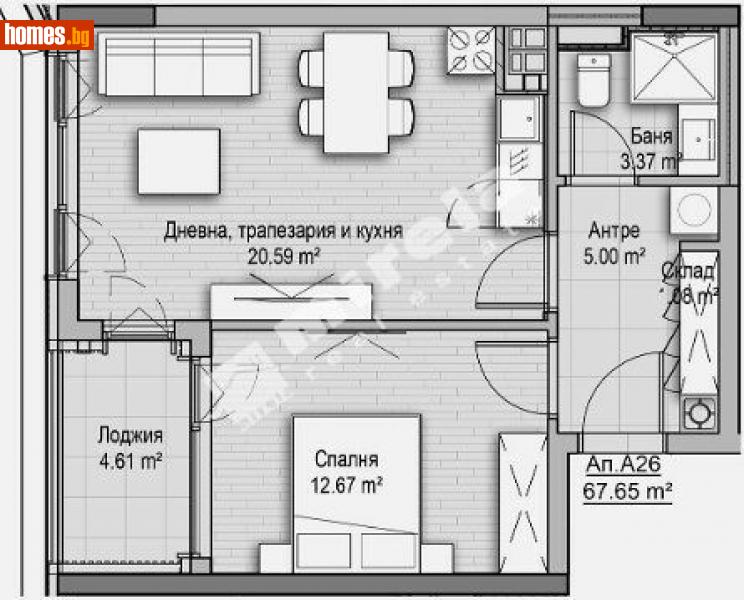 Двустаен, 68m² - Кв. Витоша, София - Апартамент за продажба - МИРЕЛА - 112817135