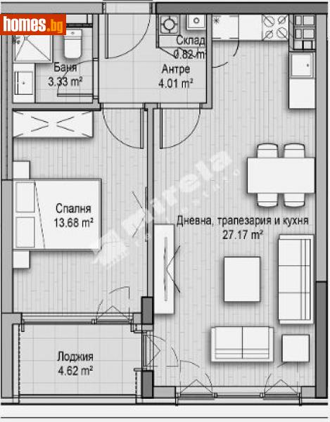 Двустаен, 76m² - Кв. Витоша, София - Апартамент за продажба - МИРЕЛА - 112817178