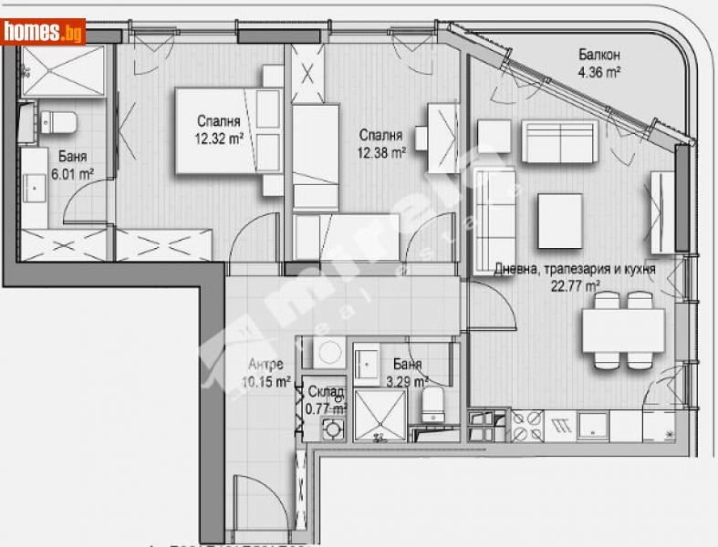 Тристаен, 108m² - Кв. Витоша, София - Апартамент за продажба - МИРЕЛА - 112817186