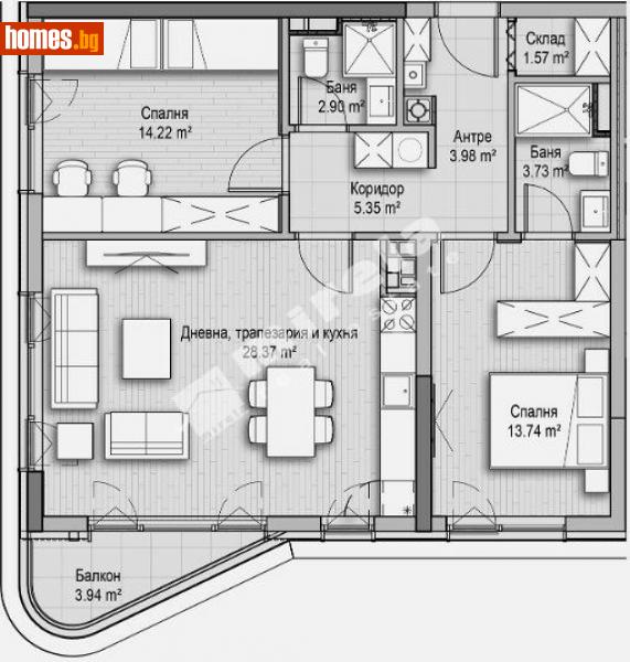 Тристаен, 113m² - Кв. Витоша, София - Апартамент за продажба - МИРЕЛА - 112817236