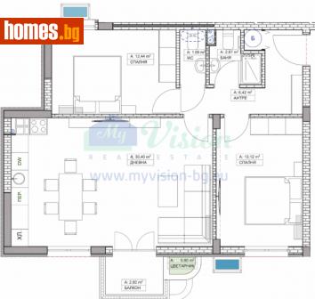 Тристаен, 97m² - Апартамент за продажба - 112818205