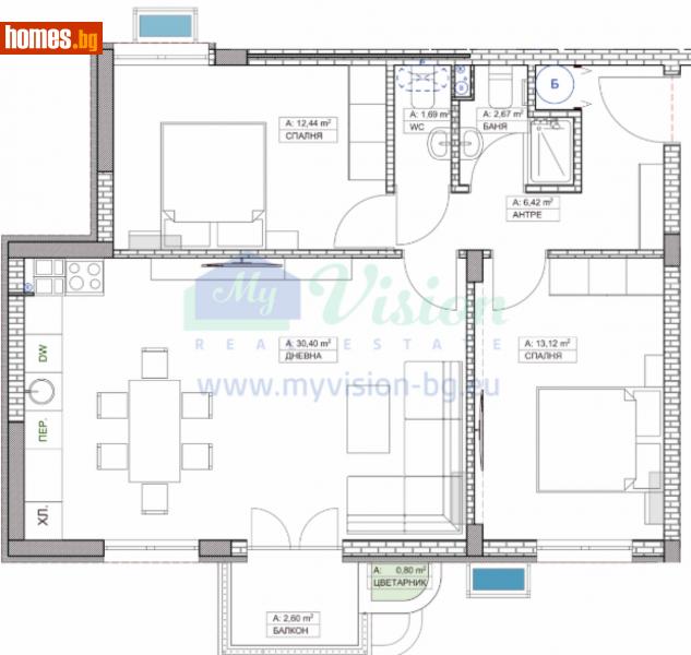 Тристаен, 97m² - Кв. Витоша, София - Апартамент за продажба - Myvision Real Estate - 112818205