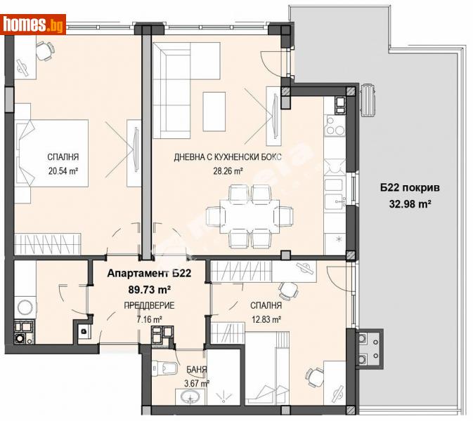 Тристаен, 103m² - Кв. Кръстова Вада, София - Апартамент за продажба - МИРЕЛА - 112840329