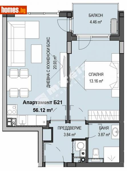 Двустаен, 65m² - Кв. Кръстова Вада, София - Апартамент за продажба - МИРЕЛА - 112840335