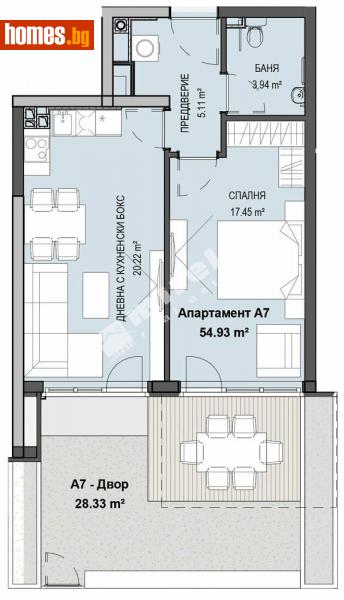 Двустаен, 63m² - Кв. Кръстова Вада, София - Апартамент за продажба - МИРЕЛА - 112840415