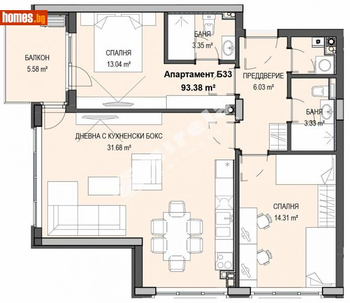 Тристаен, 108m² - Кв. Кръстова Вада, София - Апартамент за продажба - МИРЕЛА - 112840448