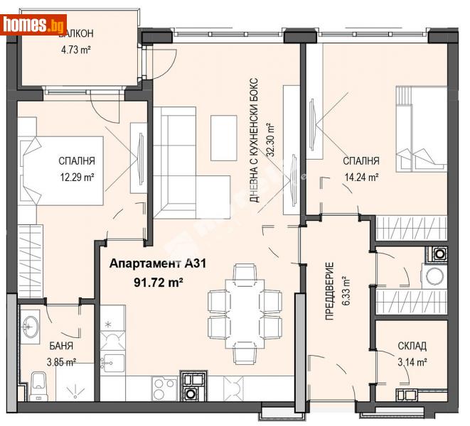 Тристаен, 106m² - Кв. Кръстова Вада, София - Апартамент за продажба - МИРЕЛА - 112840474