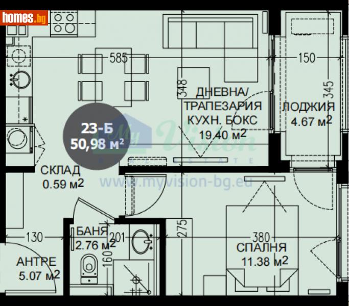 Едностаен, 60m² - Жк. Дружба 2, София - Апартамент за продажба - Myvision Real Estate - 112897378