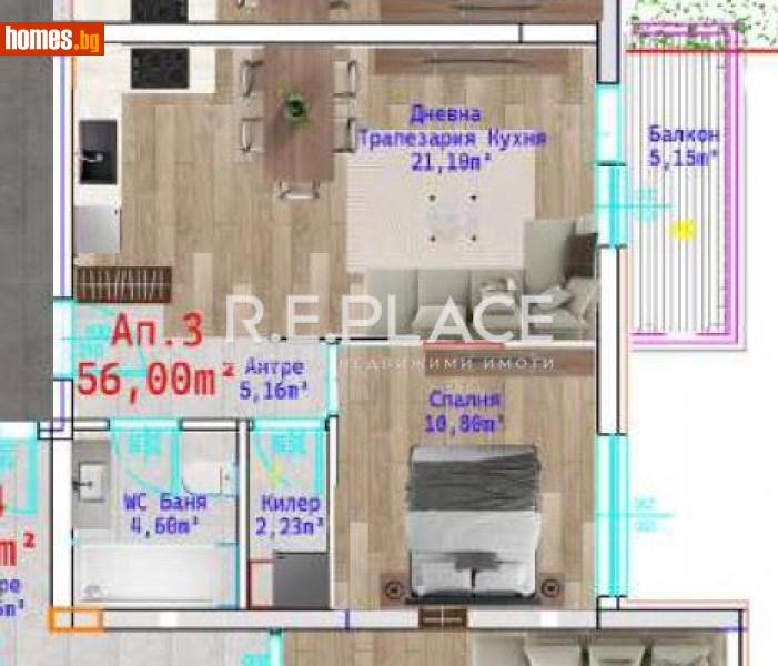 Двустаен, 65m² - Кв. Виница, Варна - Апартамент за продажба - R.E.PLACE - 112931272