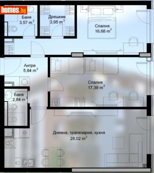 Тристаен, 102m² - Кв. Малинова Долина, София - Апартамент за продажба - Титан Пропъртис - 112934964