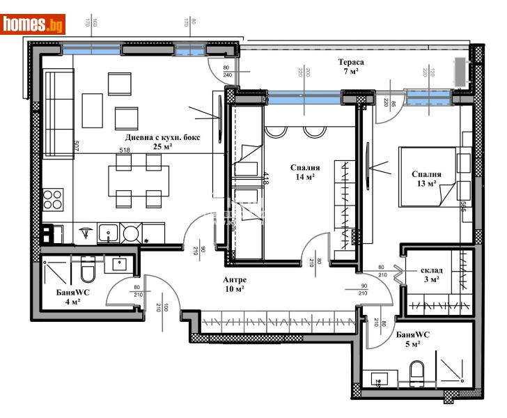 Тристаен, 117m² - Жк. Христо Ботев, Пловдив - Апартамент за продажба - КОНДОР НЕДВИЖИМИ ИМОТИ - 112959237