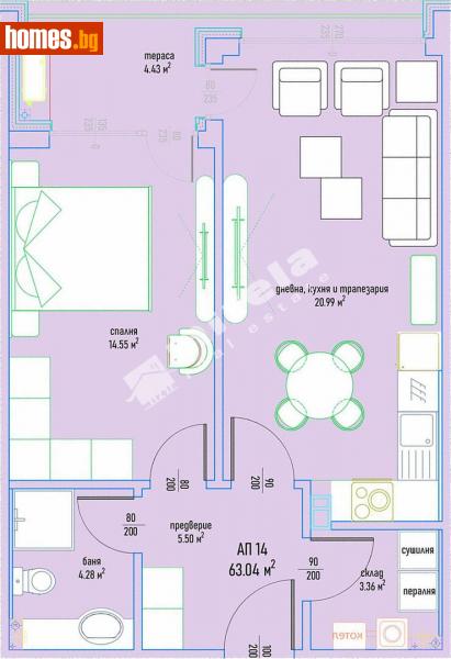 Двустаен, 76m² - Кв. Малинова Долина, София - Апартамент за продажба - МИРЕЛА - 113041006