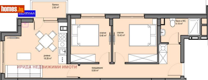 Тристаен, 77m² - Жк. Красна Поляна, София - Апартамент за продажба - Ирида - 113074194