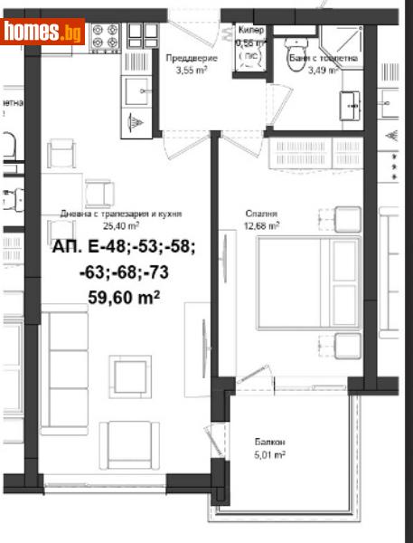 Двустаен, 67m² - Кв. Кършияка, Пловдив - Апартамент за продажба - Шанс билдинг - 113117516