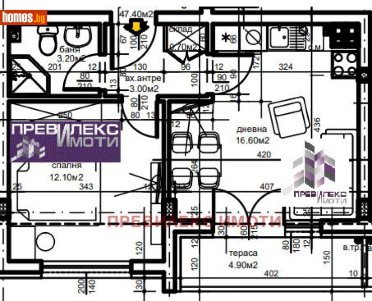 Двустаен, 54m² - Жк. Христо Смирненски, Пловдив - Апартамент за продажба - Превилекс имоти ЕООД - 113248324