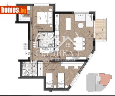 Тристаен, 107m² - Апартамент за продажба - 113254661