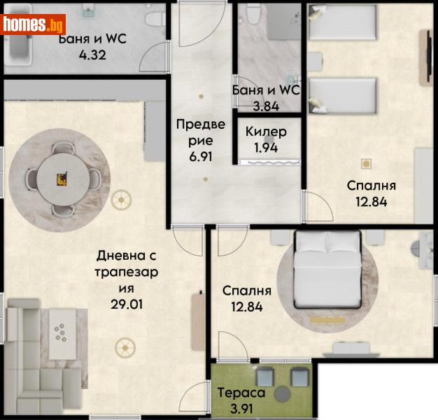Тристаен, 105m² - Жк. Тракия, Пловдив - Апартамент за продажба - Deluxe Homes - 113301216