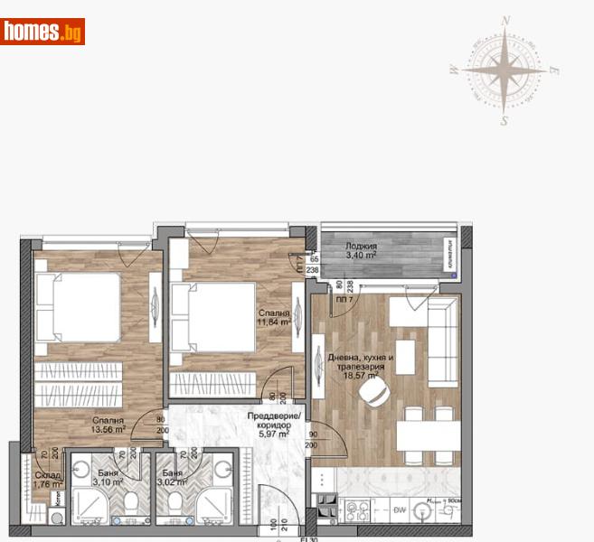 Тристаен, 84m² - Жк. Младост 4, София - Апартамент за продажба - МЛАДОСТ - 113344282