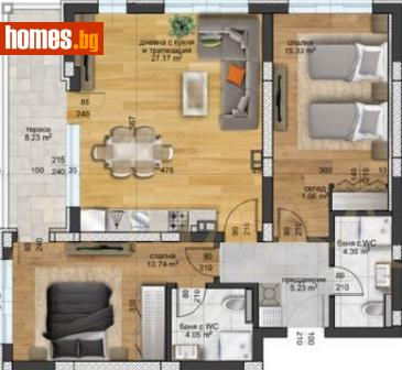Тристаен, 108m² - Апартамент за продажба - 113362399