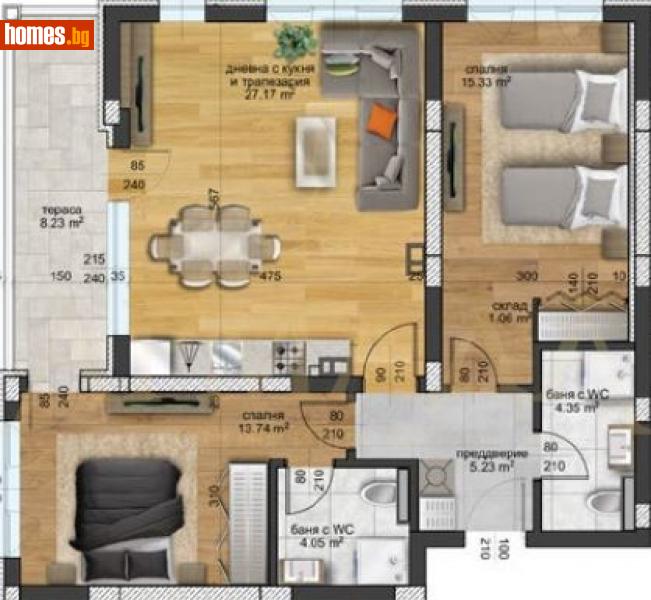 Тристаен, 108m² - Жк. Христо Смирненски, Пловдив - Апартамент за продажба - Армада Имоти - 113362399