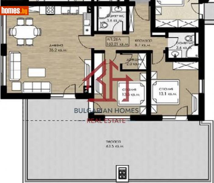 Тристаен, 186m² - Жк. Дружба 2, София - Апартамент за продажба - Bulgarian Homes - 113387092