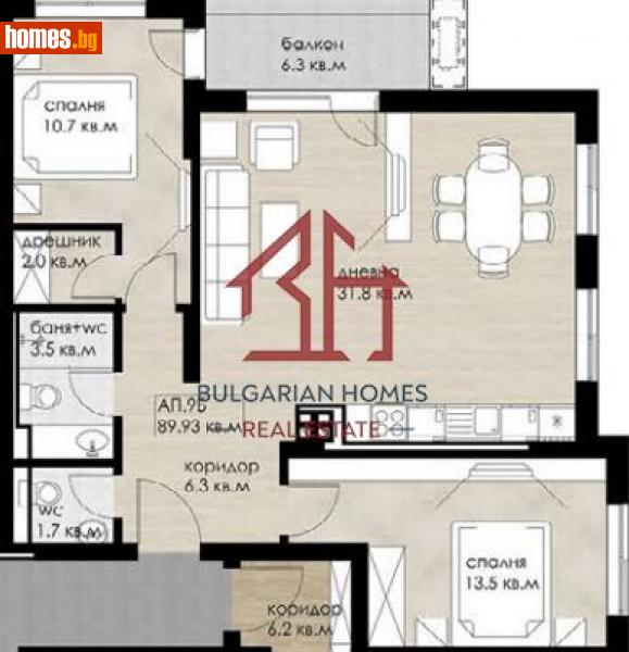 Тристаен, 106m² - Жк. Дружба 2, София - Апартамент за продажба - Bulgarian Homes - 113387108