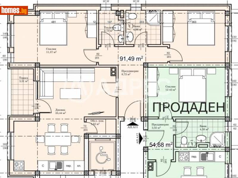 Тристаен, 104m² - Кв. Прослав, Пловдив - Апартамент за продажба - АДРЕС НЕДВИЖИМИ ИМОТИ - 113400555