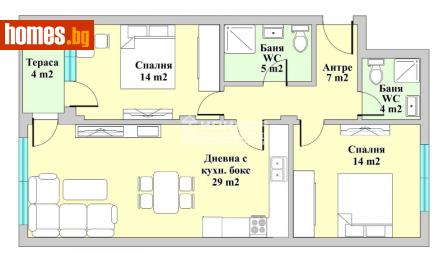 Тристаен, 106m² - Апартамент за продажба - 113402531