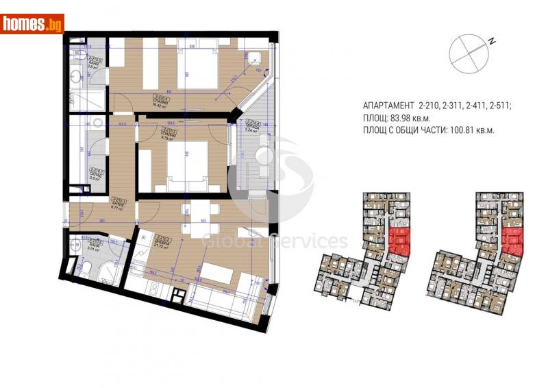 Тристаен, 100m² - Жк. Полигона, София - Апартамент за продажба - Глобъл Сървисиз ООД - 113416265