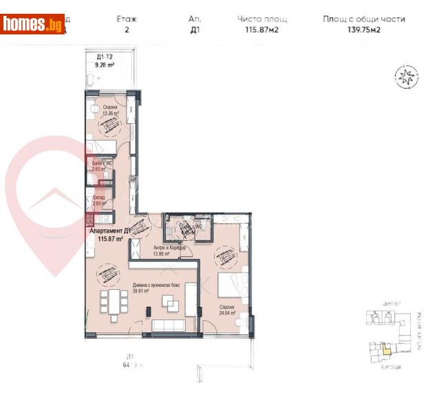 Тристаен, 139m² - Кв. Кръстова Вада, София - Апартамент за продажба - Имоти Просперити - 113417069