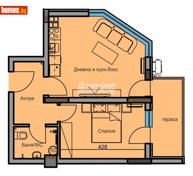 Двустаен, 63m² - Жк. Младежки хълм, Пловдив - Апартамент за продажба - КОНДОР НЕДВИЖИМИ ИМОТИ - 113420487