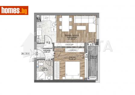 Двустаен, 61m² - Апартамент за продажба - 113422288