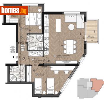 Тристаен, 107m² - Апартамент за продажба - 113450554