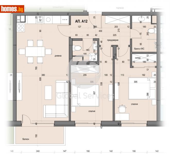 Тристаен, 108m² - Жк. Лагера, София - Апартамент за продажба - Глобъл Сървисиз ООД - 113522924