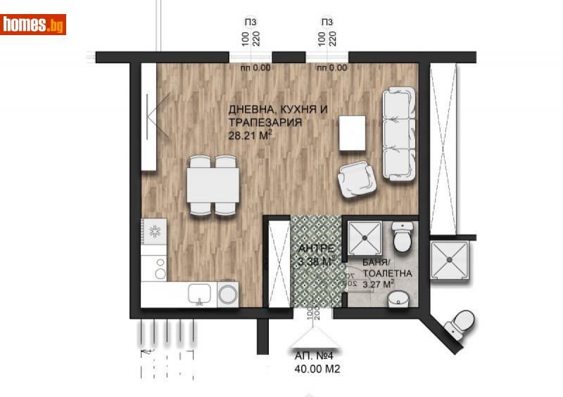 Едностаен, 44m² - С.Малки Чифлик, Велико Търново - Апартамент за продажба - PROPER HOMES - 113551382