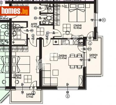 Тристаен, 115m² - Апартамент за продажба - 113557022