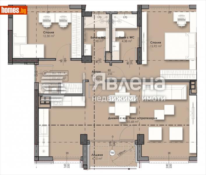 Тристаен, 121m² - Жк. Връбница 2, София - Апартамент за продажба - ЯВЛЕНА - 113567552